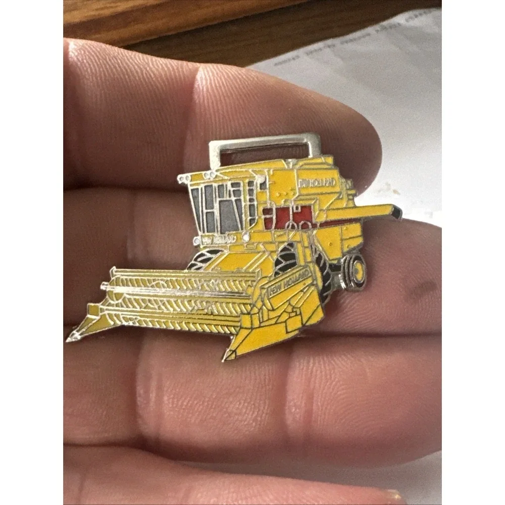 Vintage New Holland Combine Farm  Metal Key Chain Ring WATCH Fob